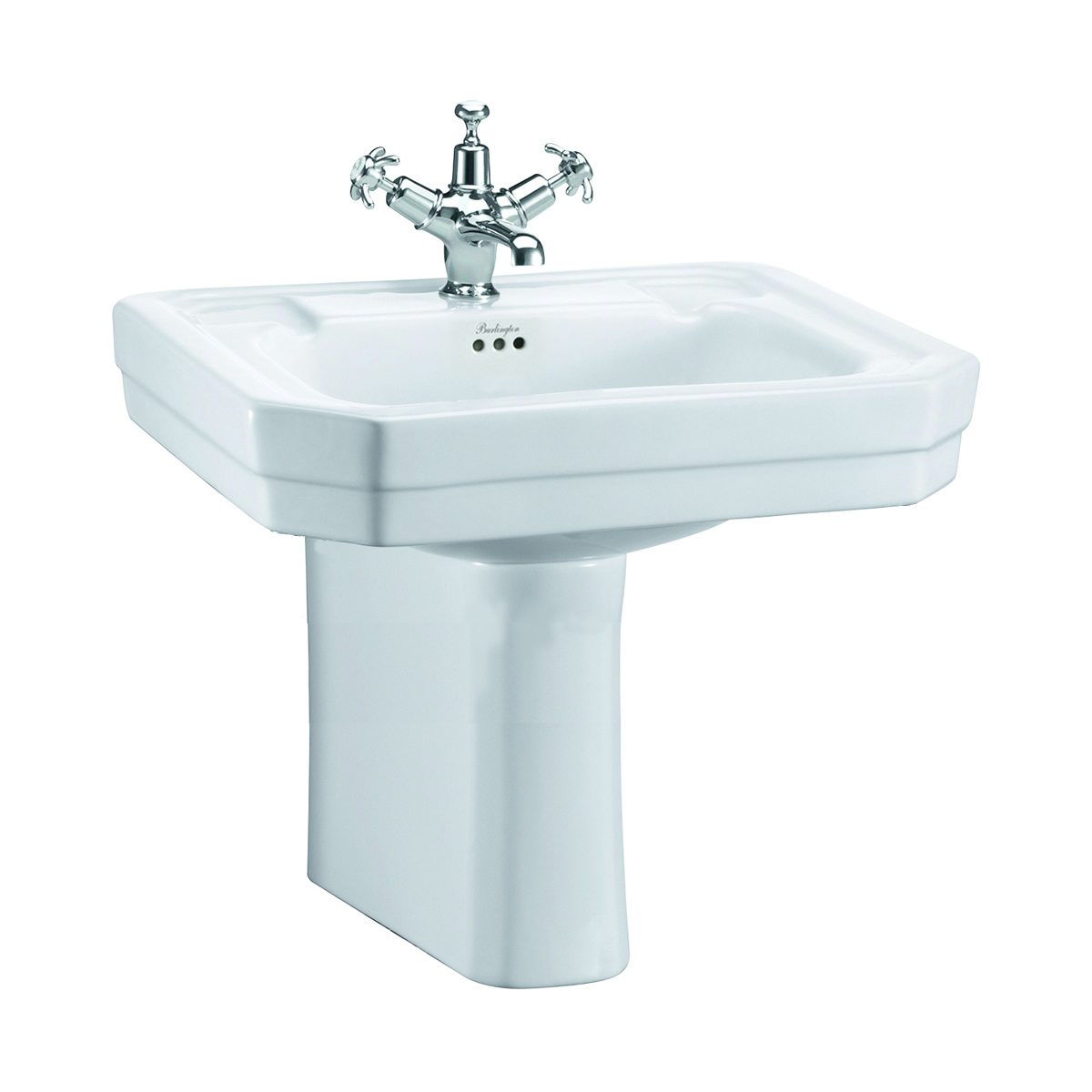Victorian 61cm basin and semi pedestal